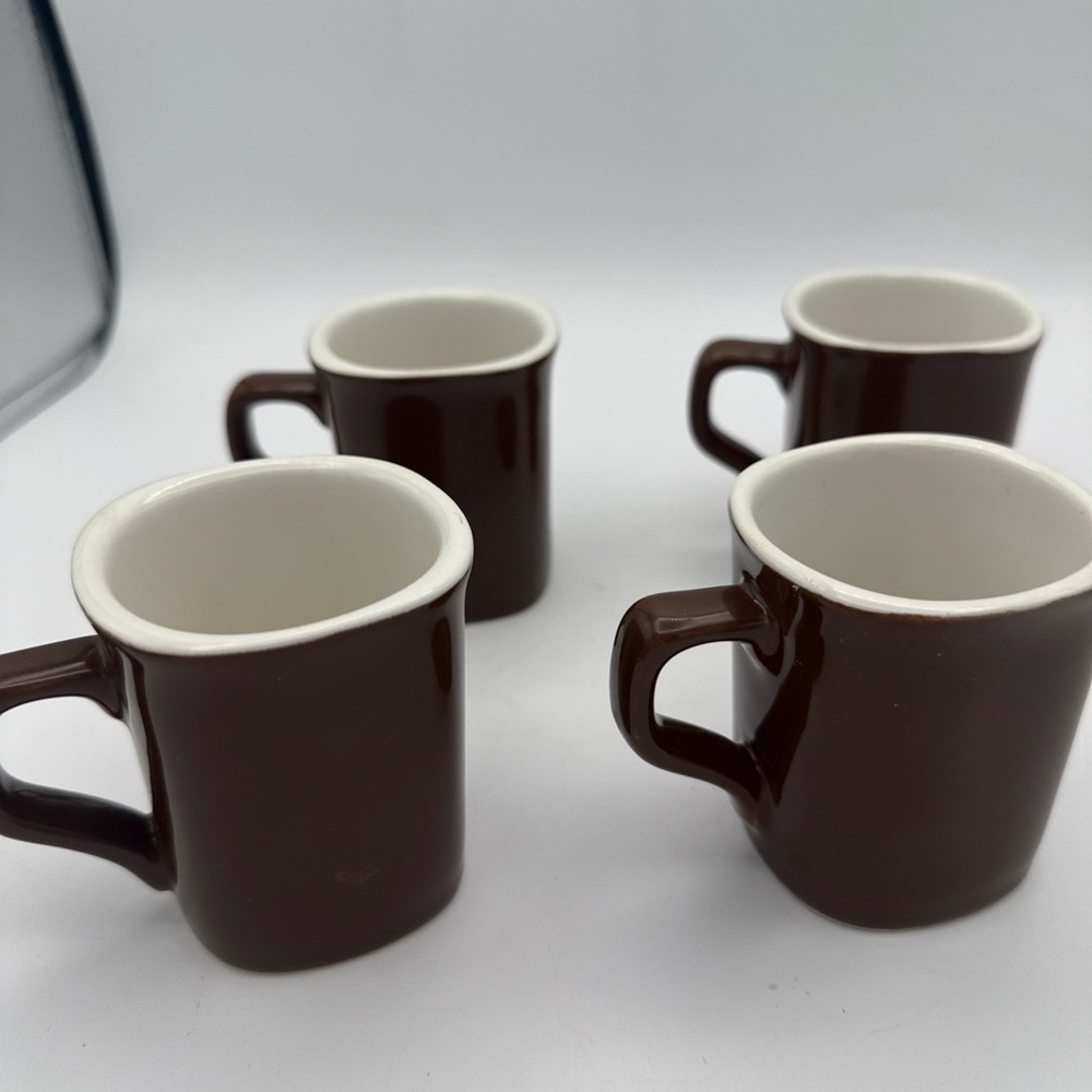 4 Crate & Barrel demitasse chocolate Brown Expresso Mugs 4oz  w/ Tags